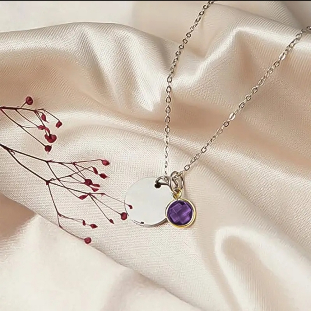 PERSONALIZED NAME & BIRTHSTONE ROSE GOLD SILVER STAINLESS STEEL limited quantity - Picture 4 of 10